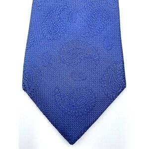 JOS A BANK TRAVELER Stain Resistant Paisley 100% Silk Mens Necktie Blue